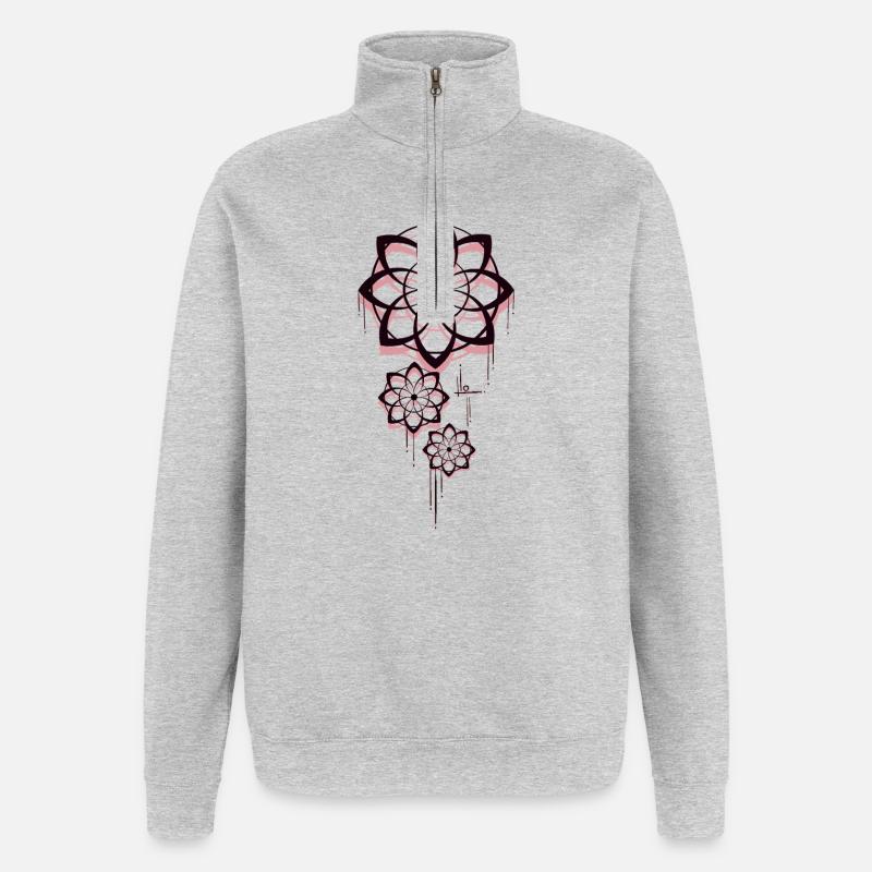 Conception géométrique de l’attrape-rêves Mandala - Sweat à zip 1/4 - gris chiné