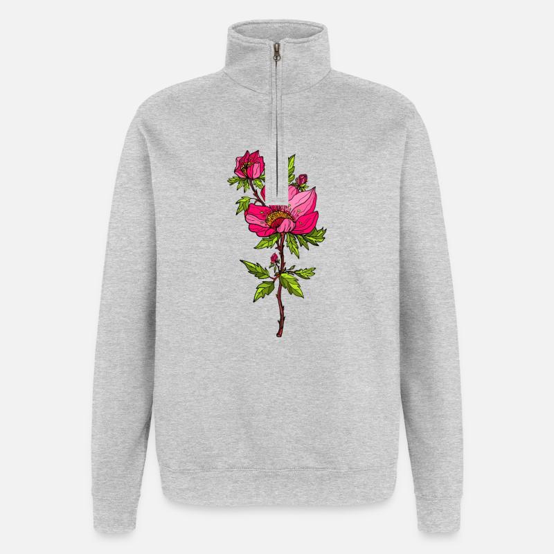 Flower - Quarter-Zip Sweatshirt - heather grey