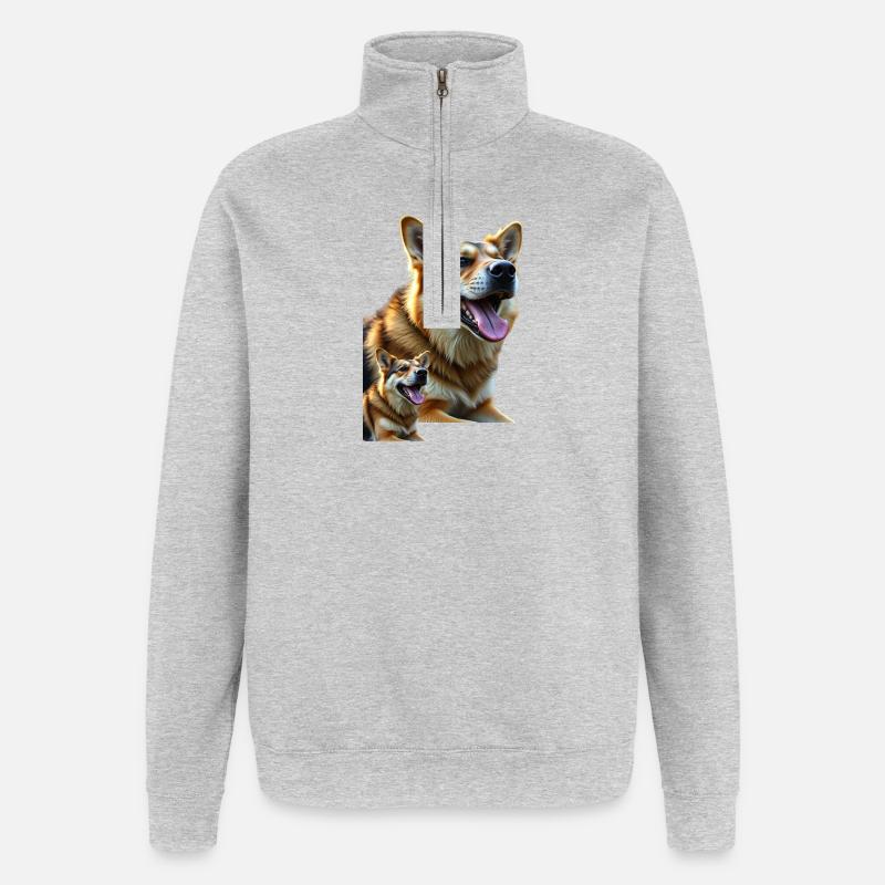 Freudiger Hundemotiv auf lebendiger Leinwand - Quarter-Zip-Sweatshirt - Grau meliert