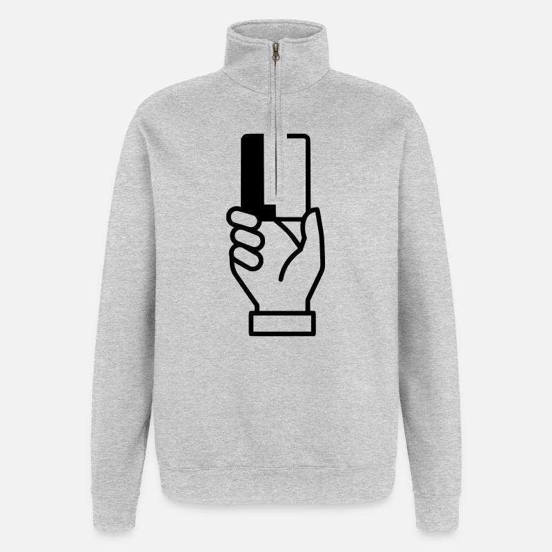 Referee Card Sending-Off Vector - Quarter-Zip Sweatshirt - heather grey