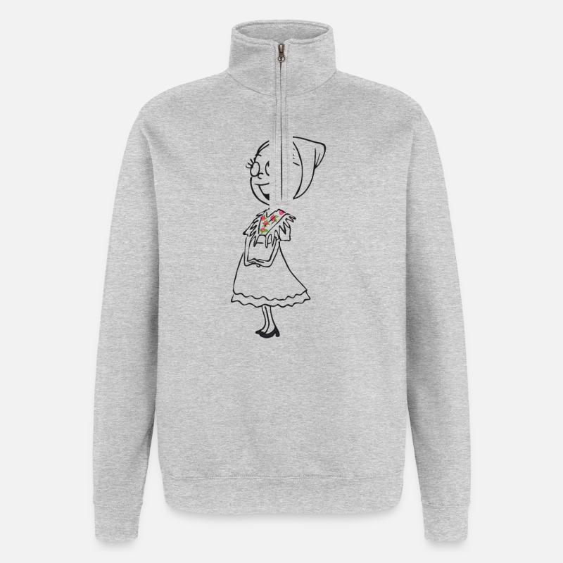 SERBSKA LENKA - kontur - - Quarter-Zip-Sweatshirt - Grau meliert