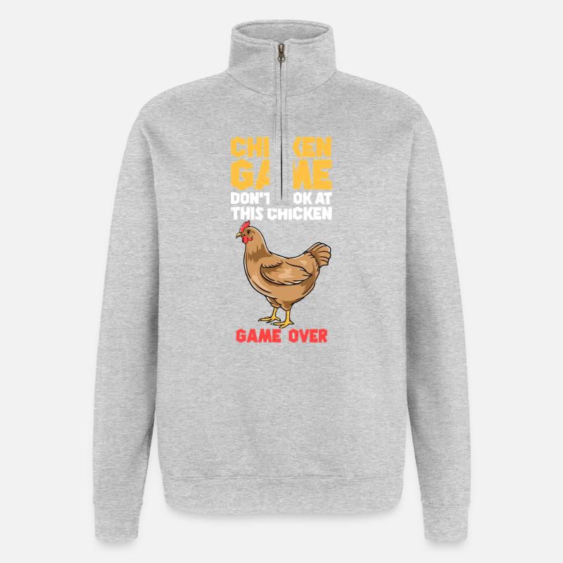 Chicken Game Bold Text Tee - Quarter-Zip Sweatshirt - heather grey