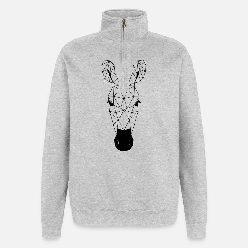 Zebra Polygon - Quarter-Zip-Sweatshirt - Grau meliert