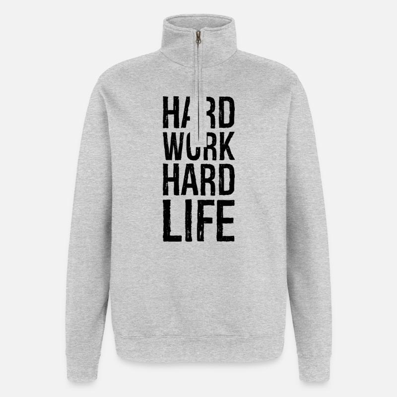 harte Arbeit hartes Leben - Quarter-Zip-Sweatshirt - Grau meliert