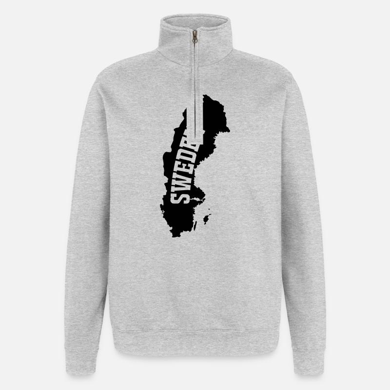 Suède- - Sweat à zip 1/4 - gris chiné