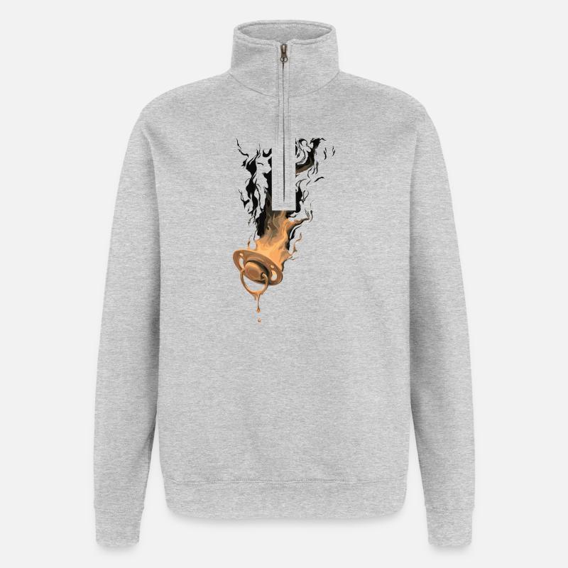 Burning pacifier - Quarter-Zip Sweatshirt - heather grey