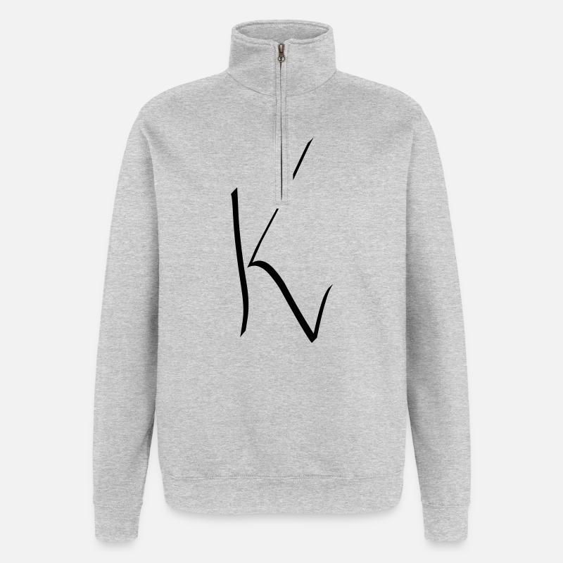 Buchstabe K - Quarter-Zip-Sweatshirt - Grau meliert