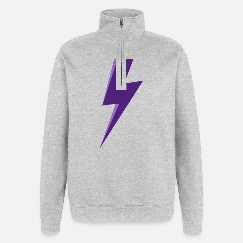 Purple Lightning - Quarter-Zip Sweatshirt - heather grey