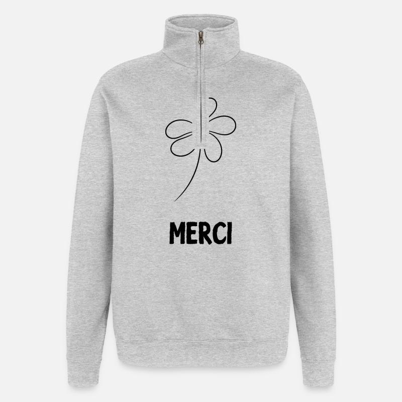 MERCI. MAÎTRESSE. MAÎTRE. MERCI MAÎTRESSE - Sweat à zip 1/4 - gris chiné