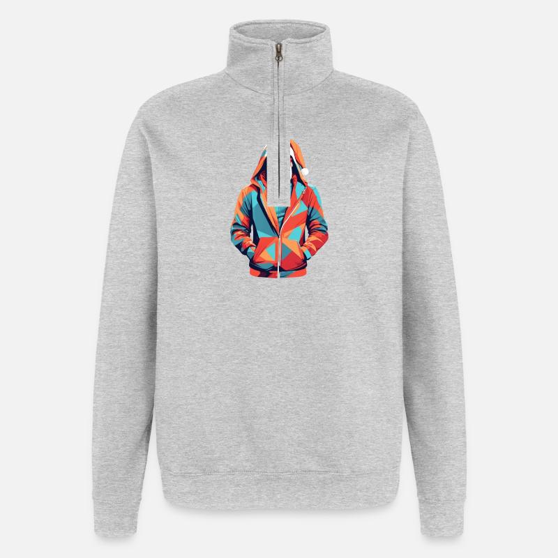 Père Noël en sweat à capuche - Sweat à zip 1/4 - gris chiné