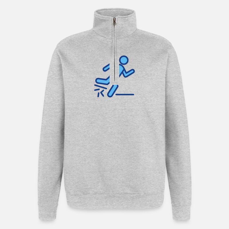Dynamic Blue Runner Silhouette - Quarter-Zip Sweatshirt - heather grey