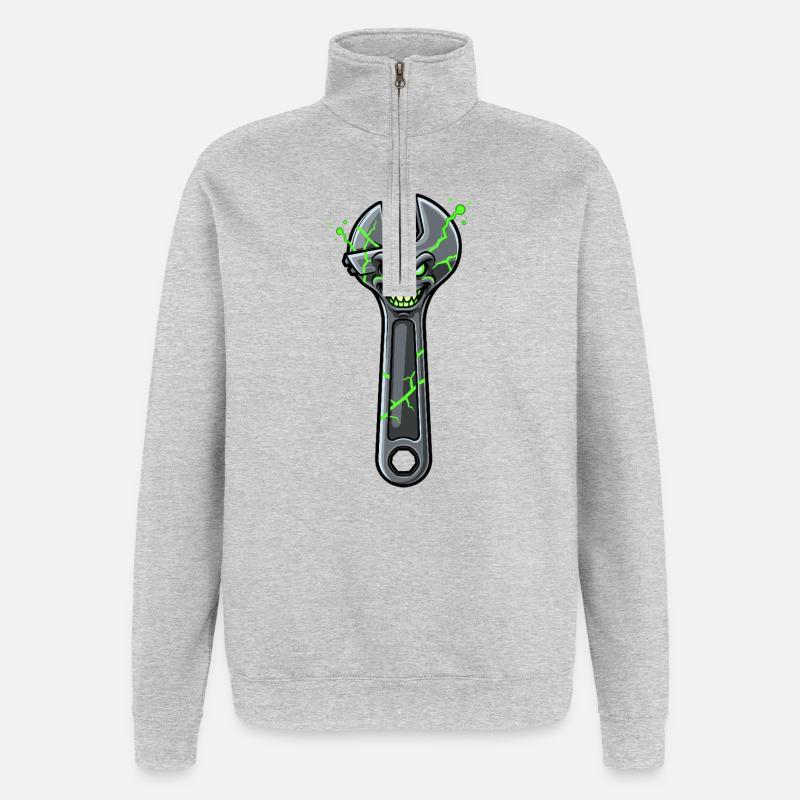 Clé à Molette Grim Brisée - Sweat à zip 1/4 - gris chiné