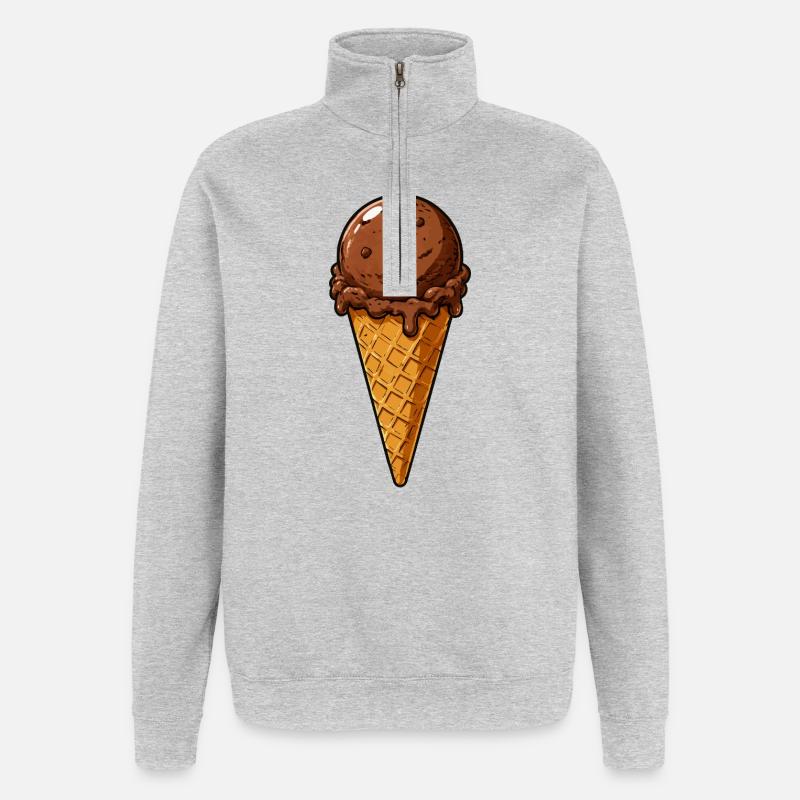 Schokoladen Eis Kugel - Quarter-Zip Sweatshirt - heather grey