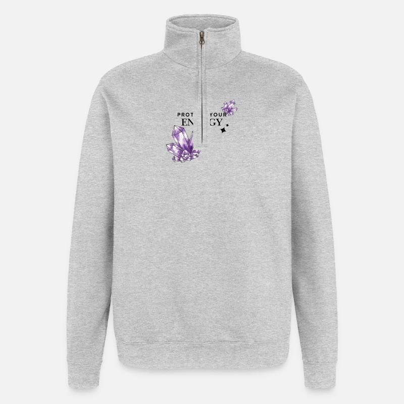 Violet crystal clusters on black - Quarter-Zip Sweatshirt - heather grey