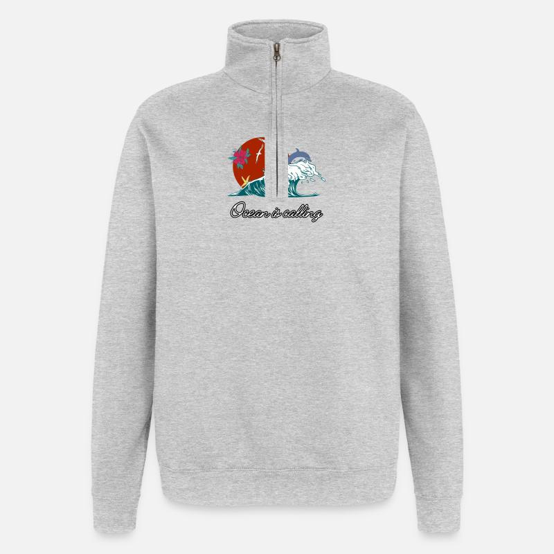 Das Meer ruft - Quarter-Zip-Sweatshirt - Grau meliert