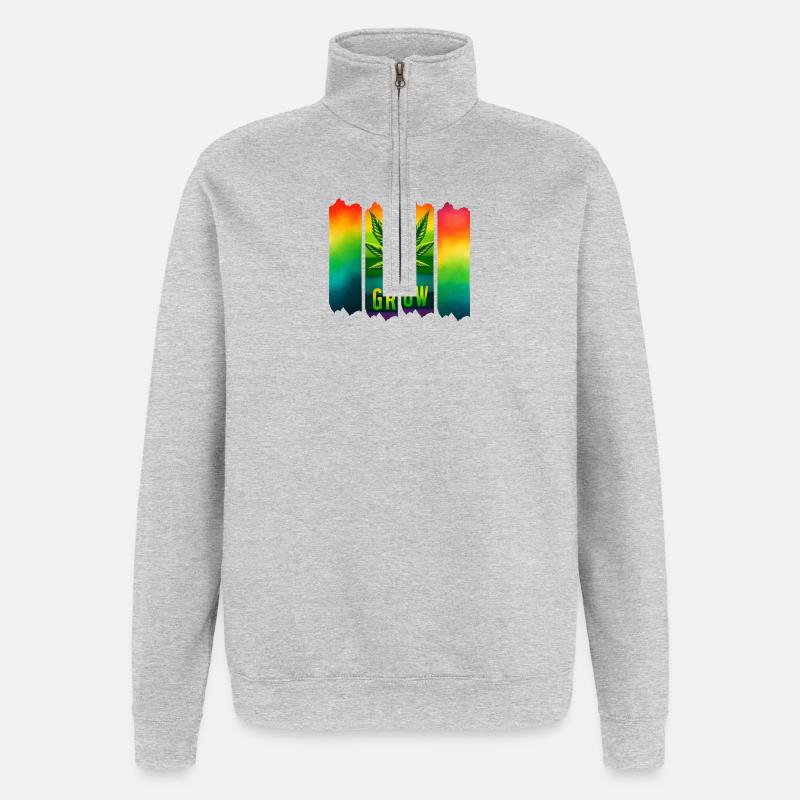 Grow Hanfblatt Brushdesign im Reggae-Stil - Quarter-Zip-Sweatshirt - Grau meliert