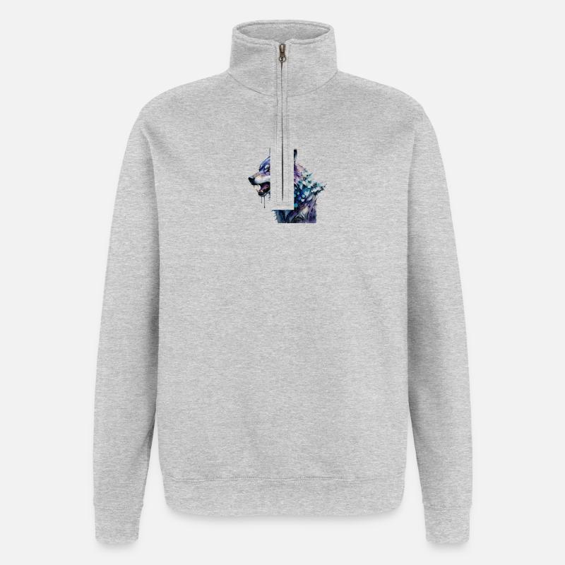 Loup Alpha - Sweat à zip 1/4 - gris chiné