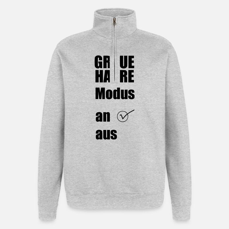 Graue-Haare-Modus AN Geschenk - Quarter-Zip-Sweatshirt - Grau meliert