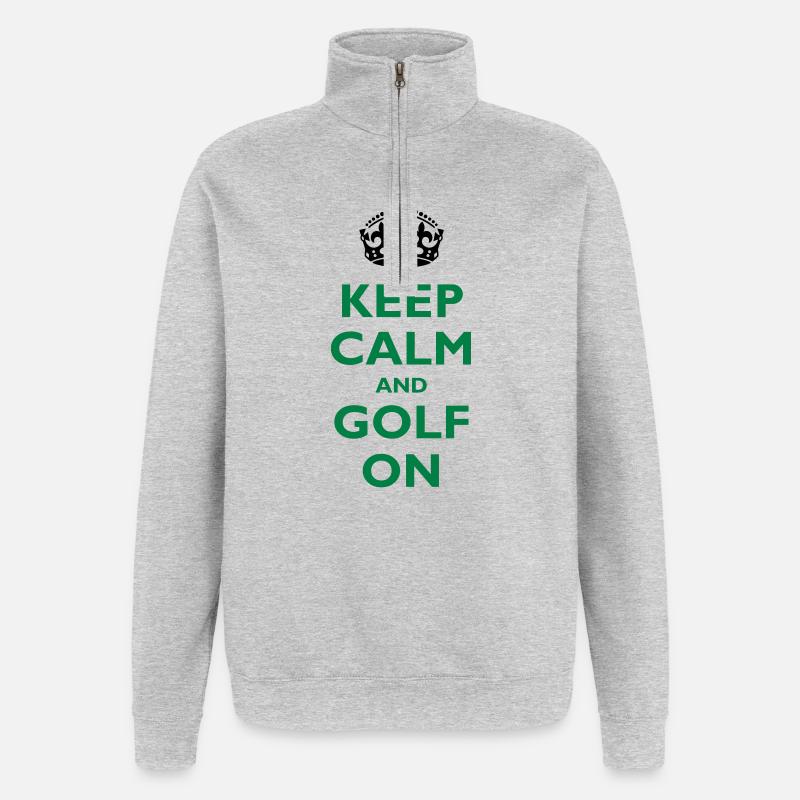 Keep calm and golf on - Sweat à zip 1/4 - gris chiné
