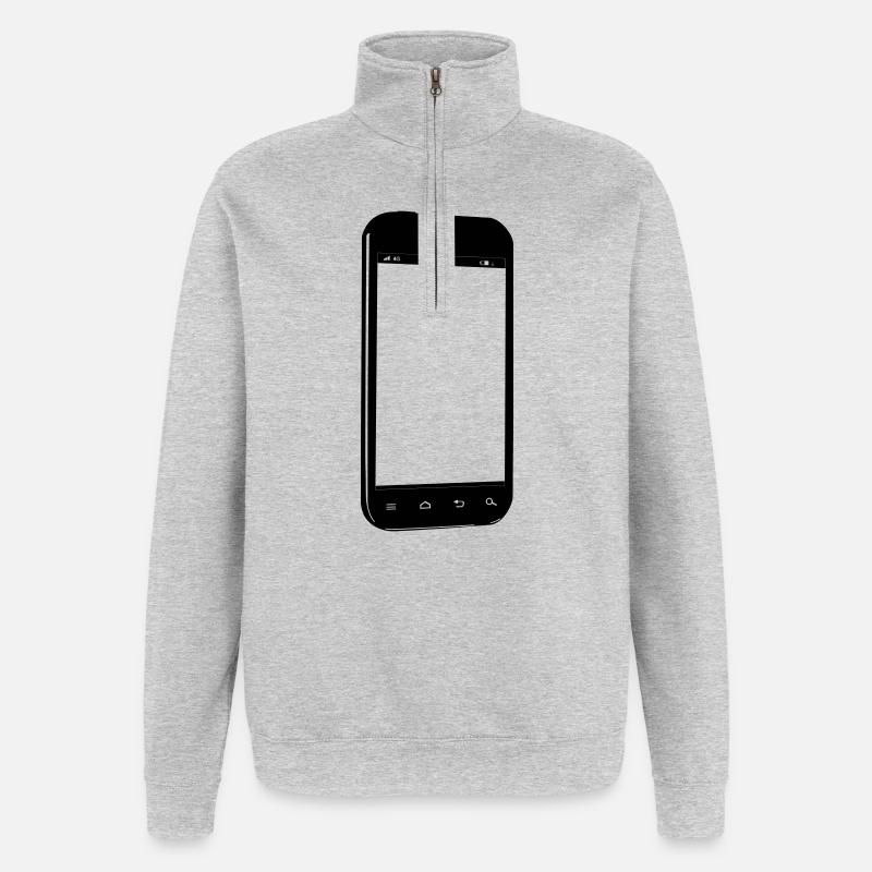 Smartphone - Sweat à zip 1/4 - gris chiné