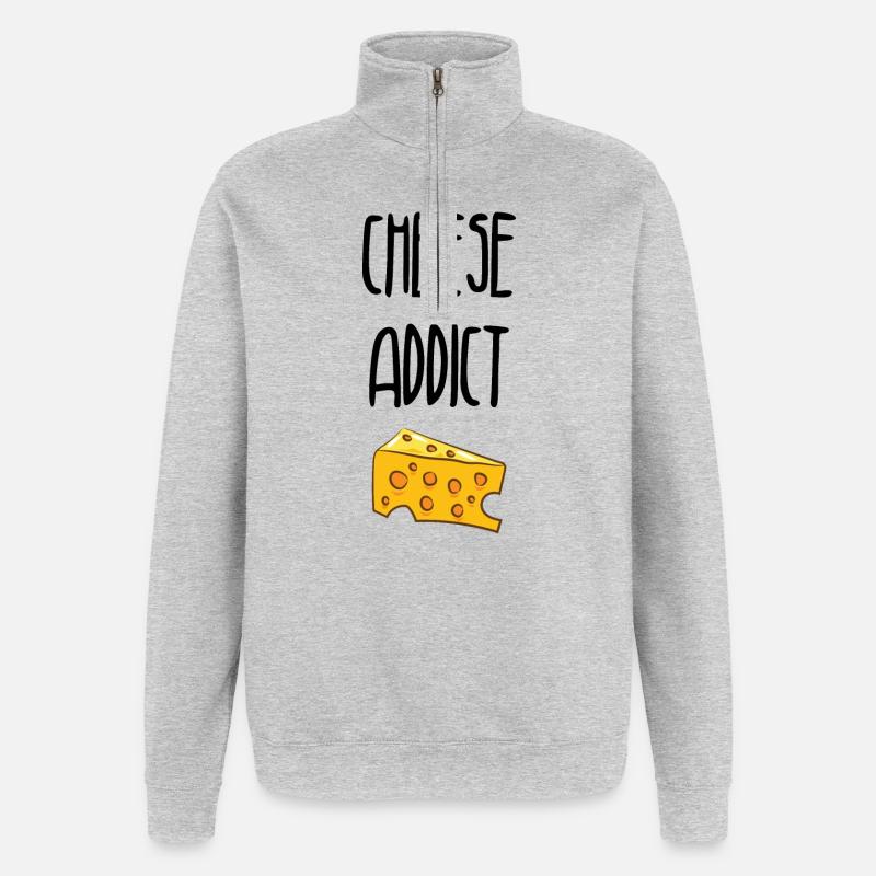 Cheese Addict / Accro au fromage - Sweat à zip 1/4 - gris chiné