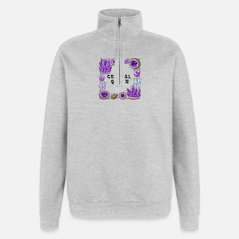 Amnetyst Crystal Geode Circle - Quarter-Zip Sweatshirt - heather grey
