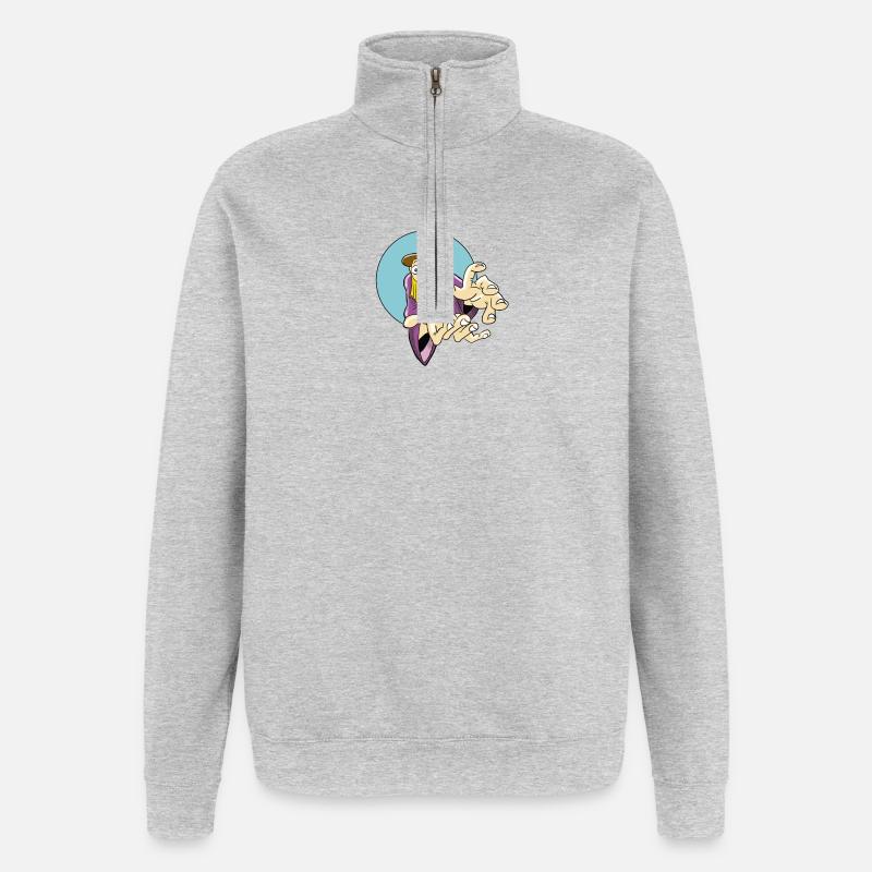 Illustration exigeante d’un sorcier - Sweat à zip 1/4 - gris chiné