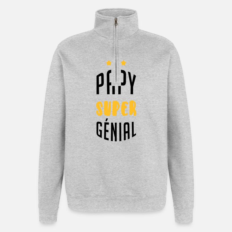 Papy Papi Grand-Père Retraite famille - Sweat à zip 1/4 - gris chiné