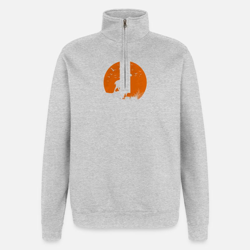 Mondroter Steinbock - Quarter-Zip-Sweatshirt - Grau meliert