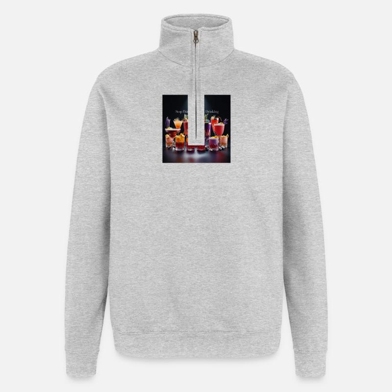 Cocktails mit Humorvollen Text - Quarter-Zip-Sweatshirt - Grau meliert