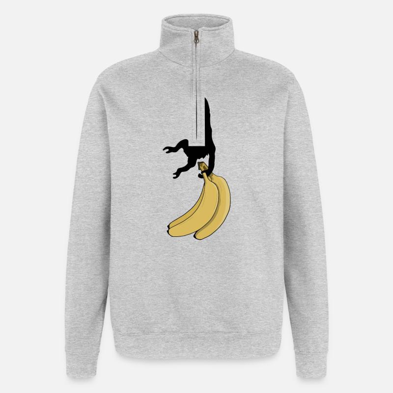 Affe will Banane - Quarter-Zip-Sweatshirt - Grau meliert