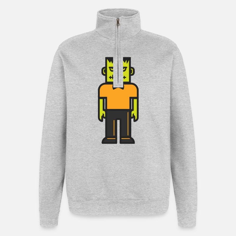 Zombie Halloween Comic Bunt - Quarter-Zip-Sweatshirt - Grau meliert