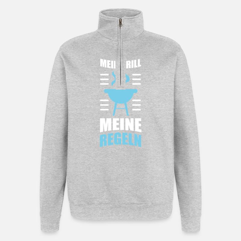 Mon grill Mes règles - Sweat à zip 1/4 - gris chiné