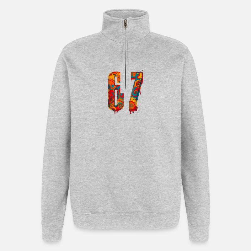 Psychedelic 67 Digits - Quarter-Zip Sweatshirt - heather grey