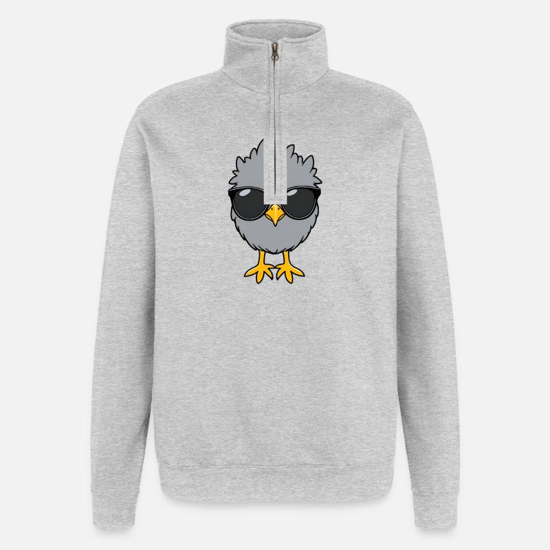 Chillküken mit Sonnenbrillen - Quarter-Zip-Sweatshirt - Grau meliert