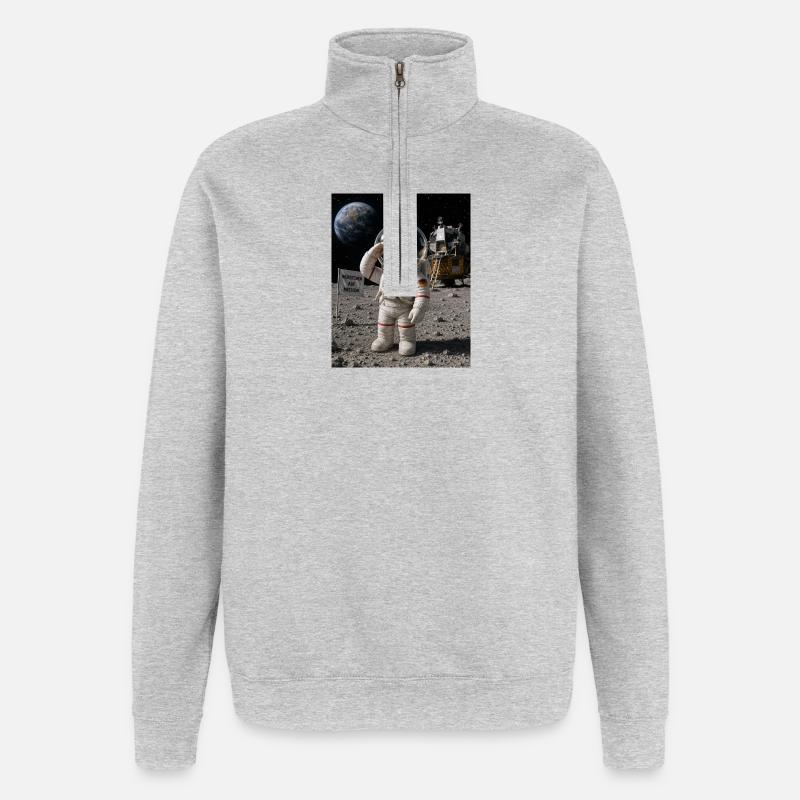 Astronaut Würstchen 2 - Quarter-Zip-Sweatshirt - Grau meliert