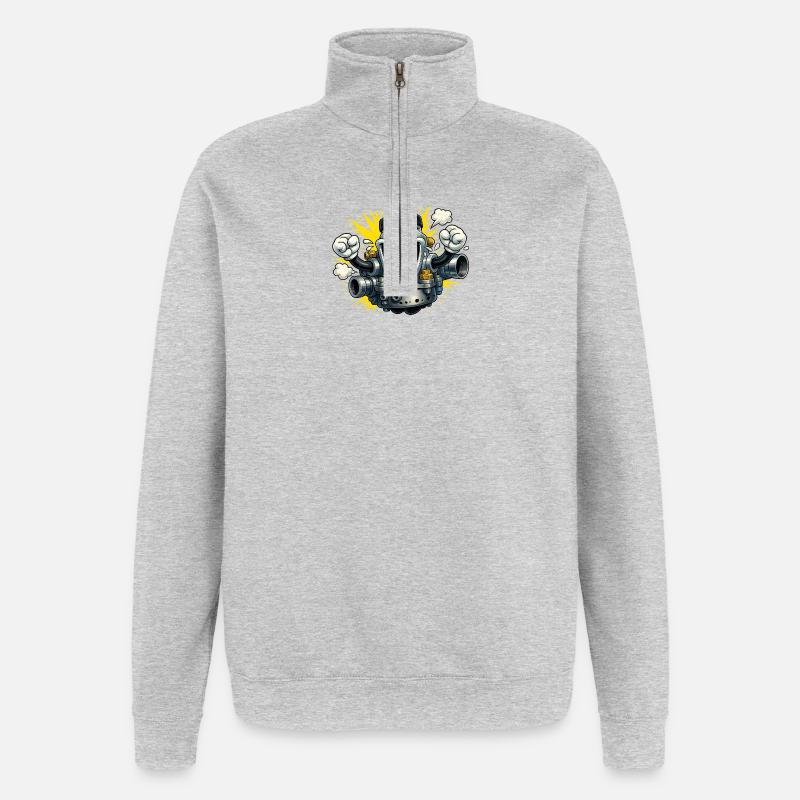 Vergaser Mofa Fun - Quarter-Zip-Sweatshirt - Grau meliert