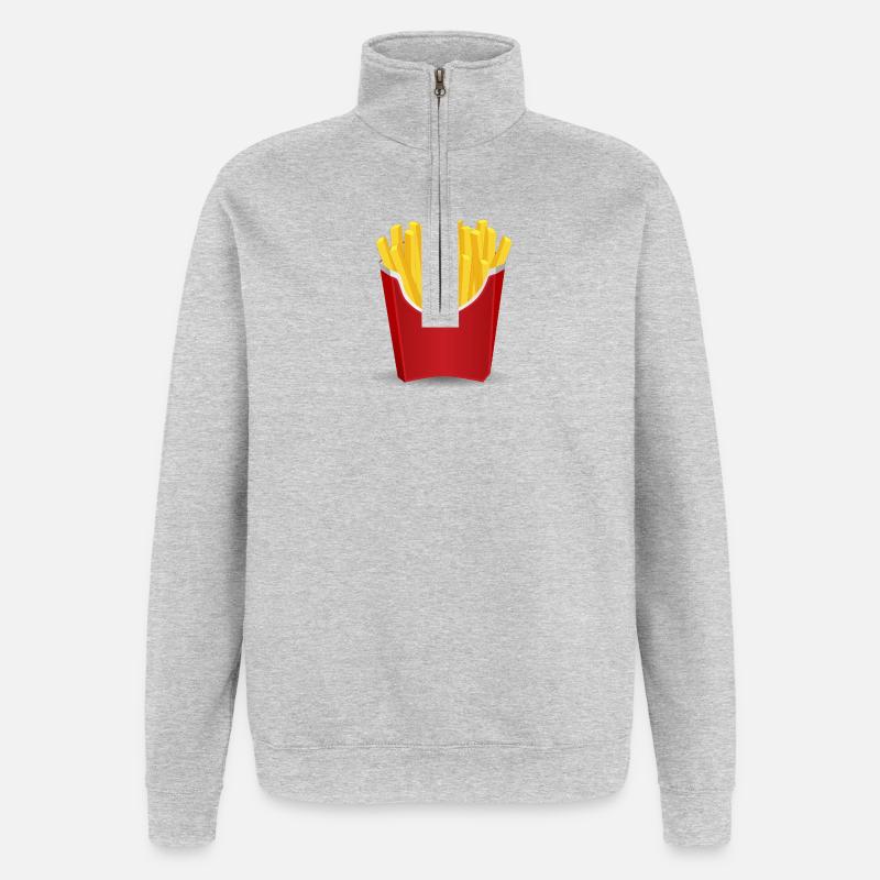 Frites - Sweat à zip 1/4 - gris chiné
