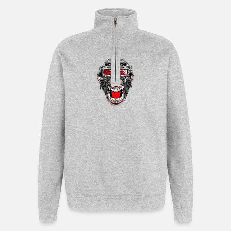 Crazy Monkey - Sweat à zip 1/4 - gris chiné