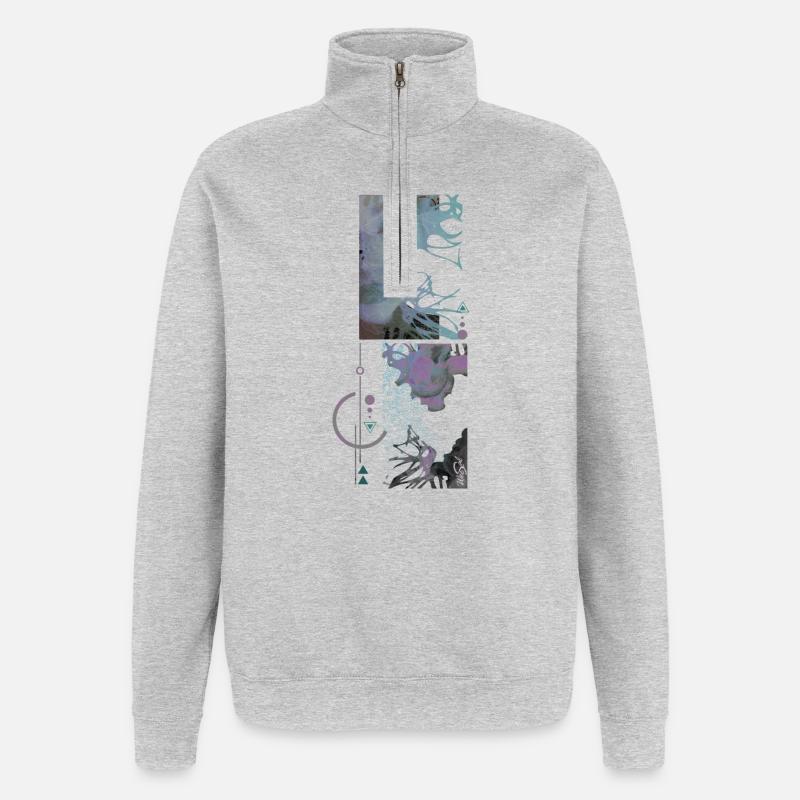 erinnere dich - Quarter-Zip-Sweatshirt - Grau meliert