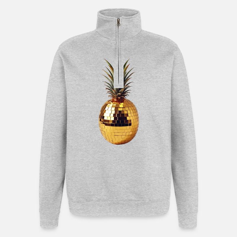 Disco Party Früchte, Ananas - Quarter-Zip-Sweatshirt - Grau meliert