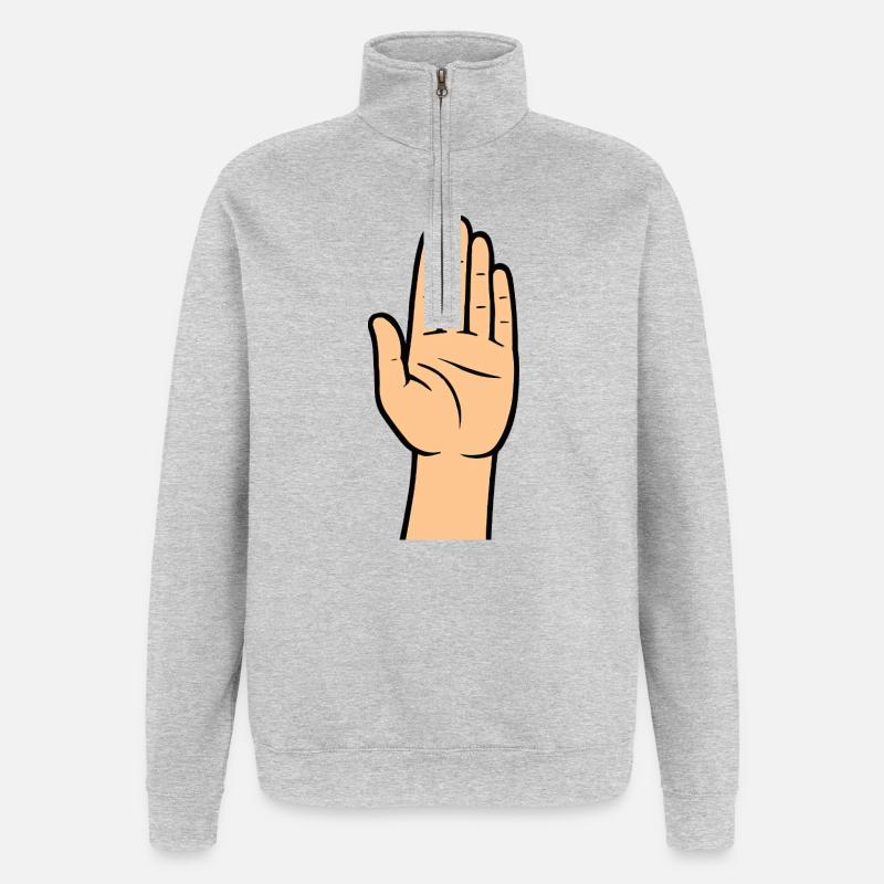 Hand Comic - Quarter-Zip-Sweatshirt - Grau meliert