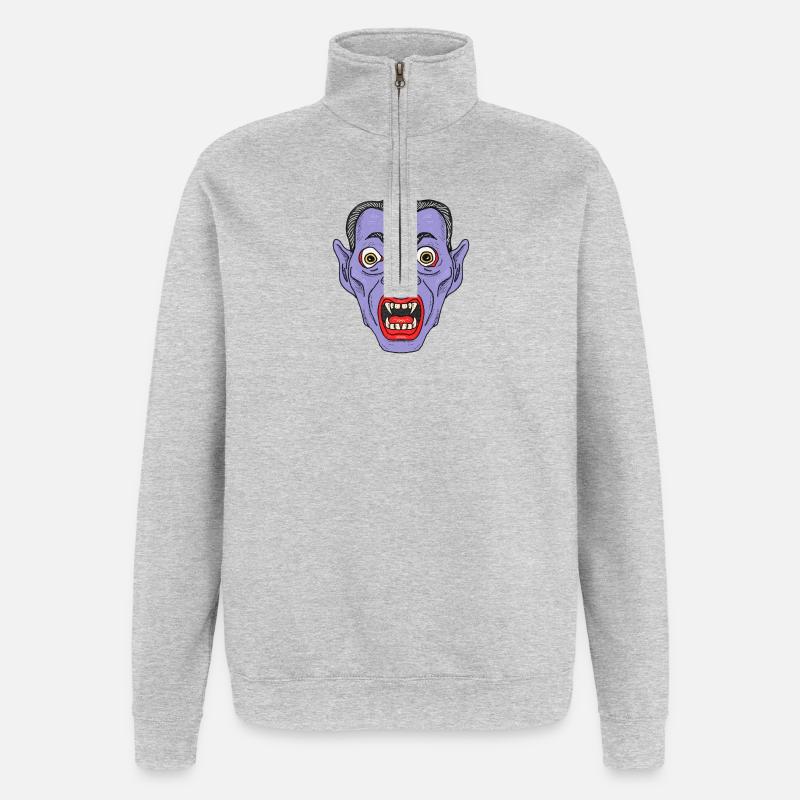 Vampire Devil Face - Quarter-Zip Sweatshirt - heather grey