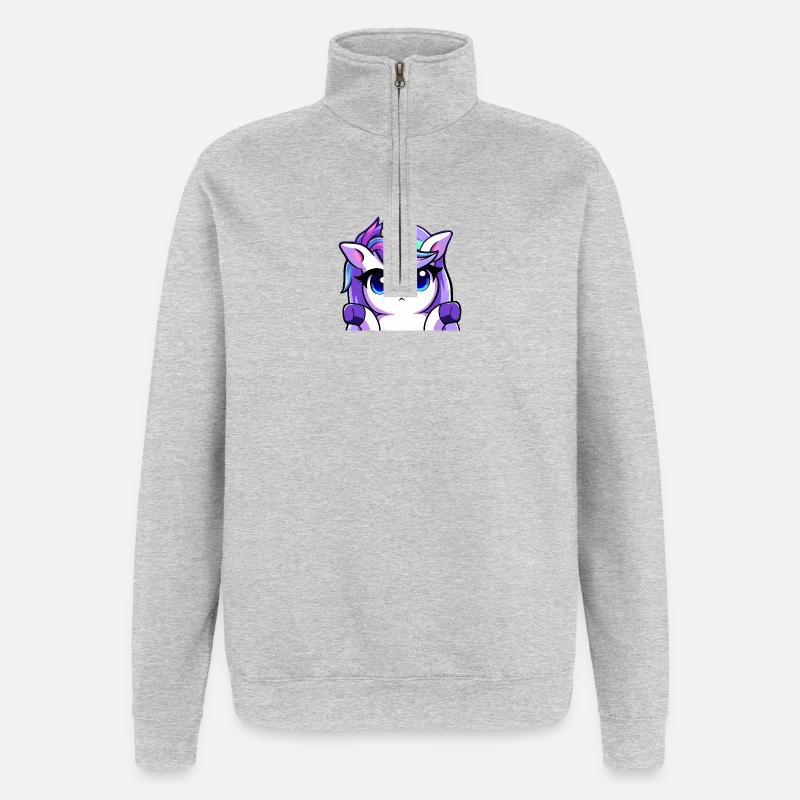 Lya Einhorn Schulterzuckend - Quarter-Zip-Sweatshirt - Grau meliert