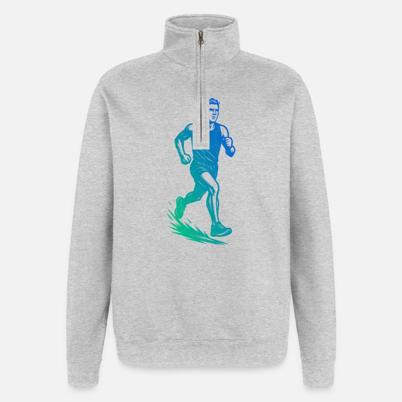 Conception de course pleine de caractère - Sweat à zip 1/4 - gris chiné