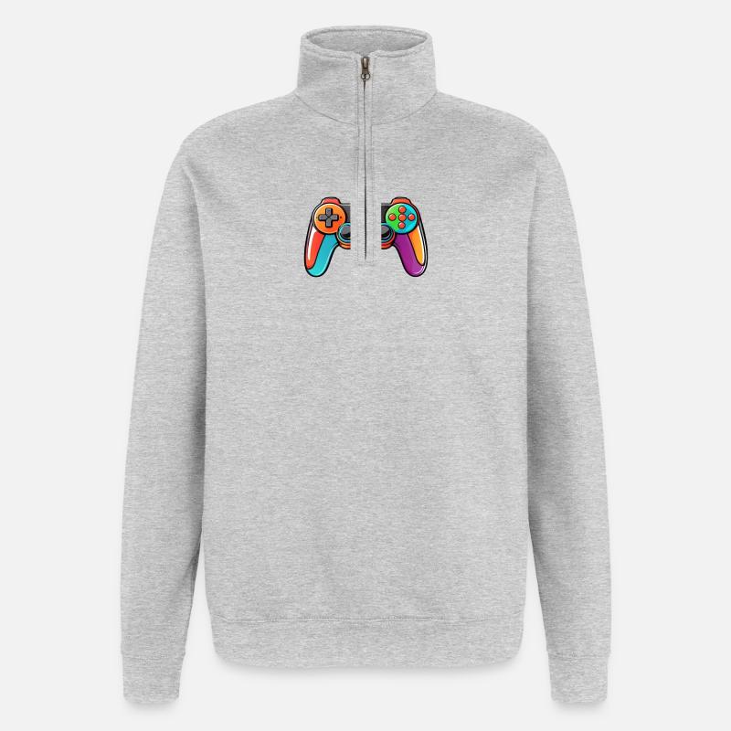 Gamepad Controller Farben Bunt - Quarter-Zip-Sweatshirt - Grau meliert