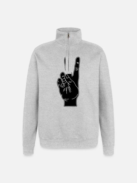 Black hand gesture peace - Quarter-Zip Sweatshirt - heather grey