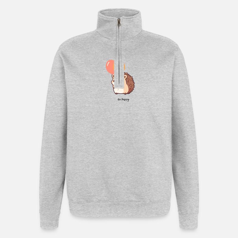 Süßer Igel - Quarter-Zip-Sweatshirt - Grau meliert