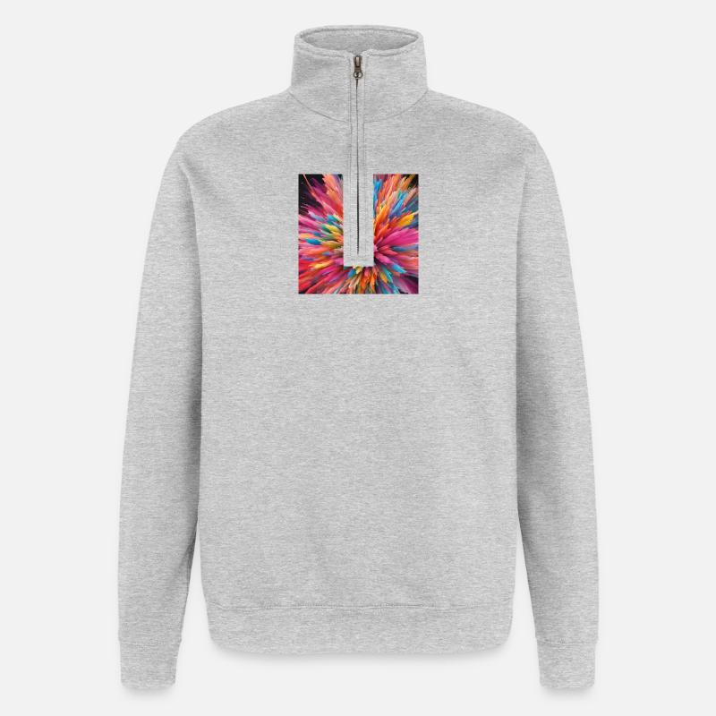 Explosion de couleurs - Sweat à zip 1/4 - gris chiné