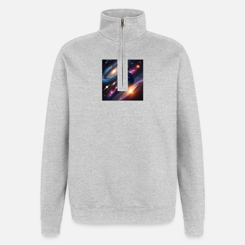 Système solaire / Solar System - Sweat à zip 1/4 - gris chiné